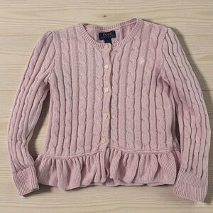 Polo by Ralph Lauren Light Pink Ruffle Hem Cardigan